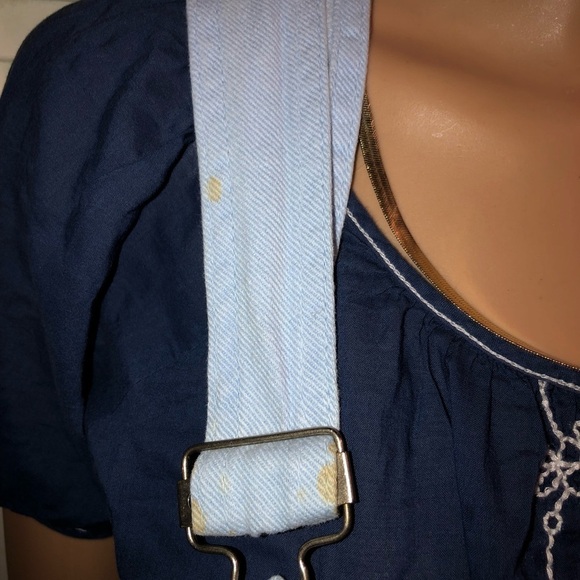 Moda Int. Baby Blue Vintage Short Overalls Medium - Picture 6 of 16